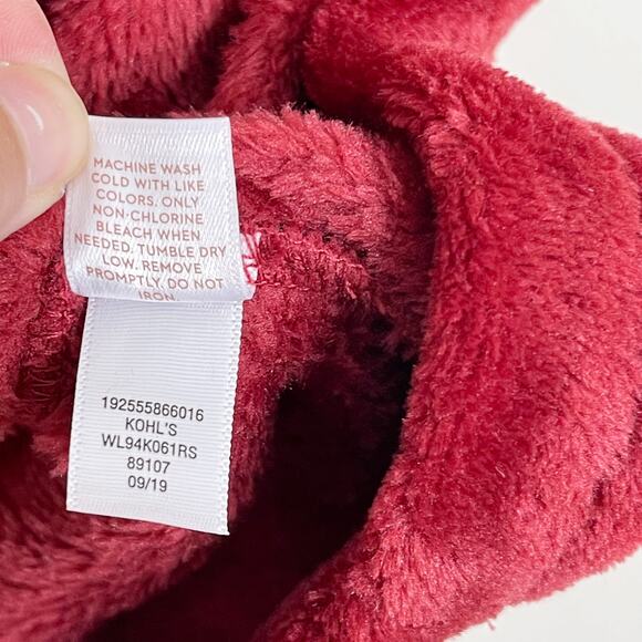 LC Lauren Conrad XSmall XS Red Faux Fur Hoodie Sweatshirt Cozy Lounge Womens - Picture 7 of 8